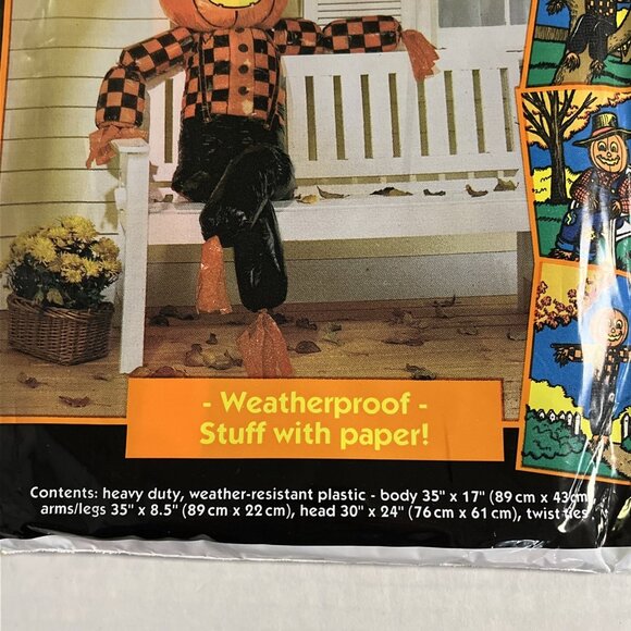 Vintage Sunhill Stuffed Pumpkin Man 1997 Weatherproof Plastic Sealed Halloween‎ - Picture 4 of 6